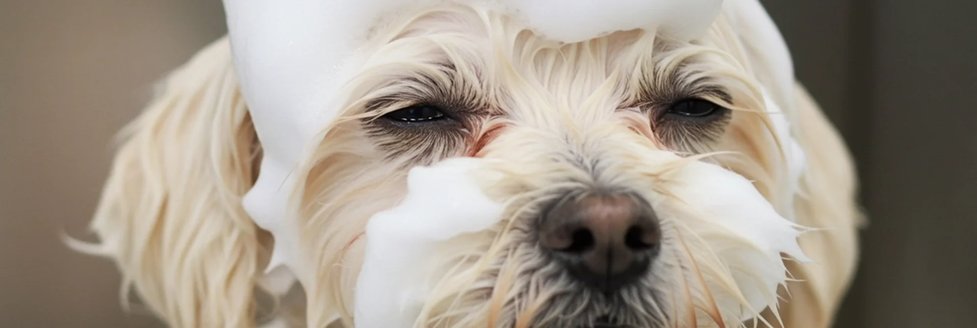 シャンプー中の犬