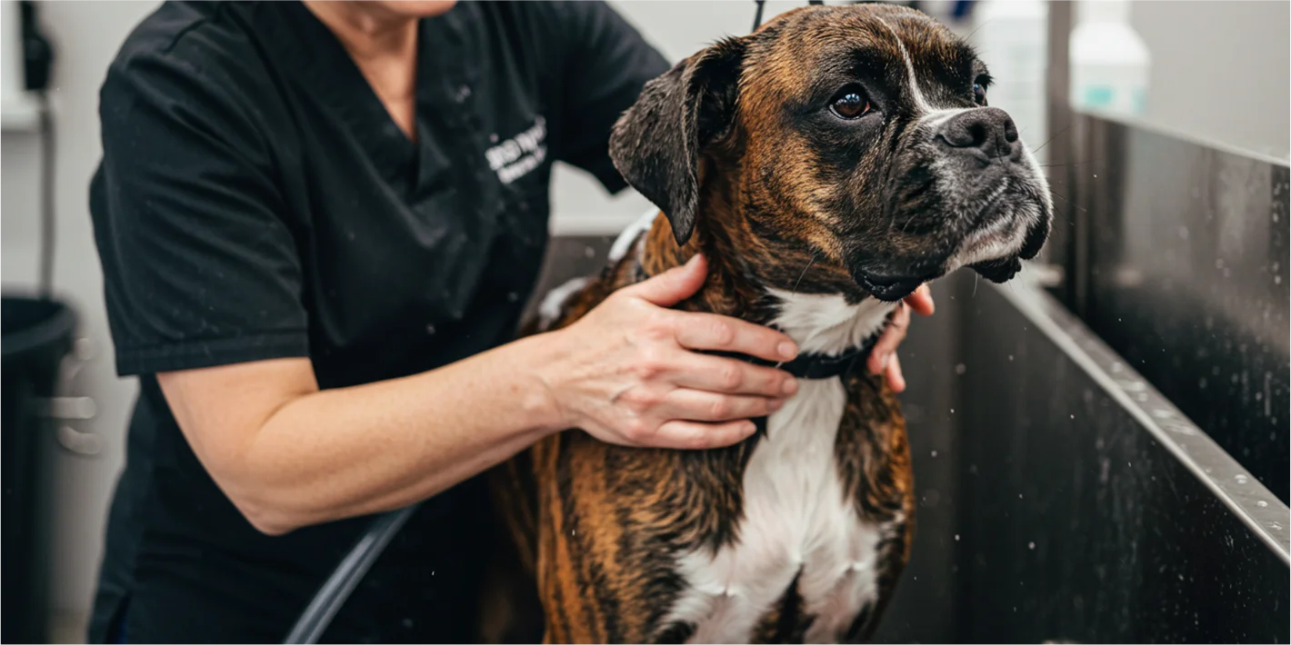 大型犬のシャンプー